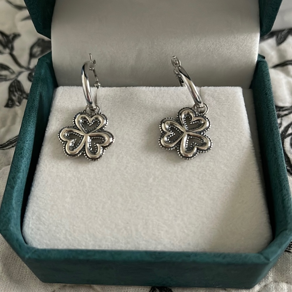 Four leaf clover earrings sterling silver